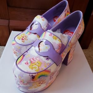 NIB YRU Deelite Care Bears platform loafer heels
